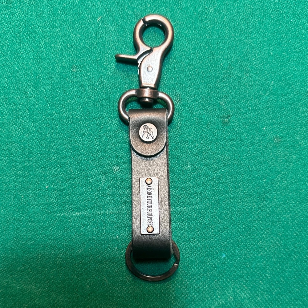 PRPS Black Leather Keychain with Metal Clasp
